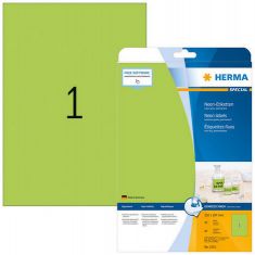 HERMA universele etiketten SPECIAL, 210 x 297 mm, 20 vel A4, permanent, fluor groen