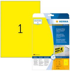 HERMA folie etiketten SPECIAL, 210 x 297 mm, 25 vel A4, permanent, geel