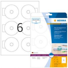 HERMA Mini CD/DVD-etiketten SPECIAL, diameter: 78 mm, 10 vel A4, permanent, wit