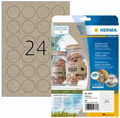 HERMA etiketten van silphie-papier, diameter: 40 mm, permanent, 20 vel A4