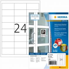 HERMA weersbestendige etiketten van speciaalpapier, 66 x 33,8 mm, wit, permanent