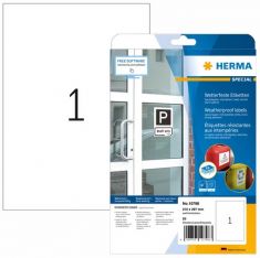 HERMA weersbestendige etiketten van speciaalpapier, 210 x 297 mm, permanent, 20 vel A4