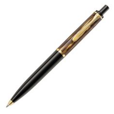 Pelikan drukbalpen K 200, bruin gemarmerd, M, zwart