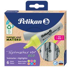 Pelikan tekstmarker 490 eco, set van 6 neonkleuren