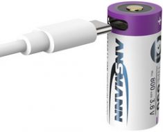 ANSMANN Li-Ion oplaadbare batterij 16340 met USB-C koppeling, 850 mAh, 3,6 V