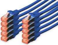 DIGITUS patchkabel Cat. 6, S/FTP, 0,25 m, blauw, 10 stuks