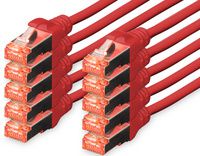 DIGITUS patchkabel Cat. 6, S/FTP, 0,5 m, rood, 10 stuks