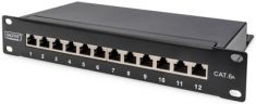 DIGITUS 10' Patch Panel Cat. 6A, afgeschermd, 12-poorts, 1HE
