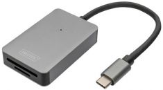 DIGITUS USB-C High Speed kaartlezer, 2 poorts, donkergrijs