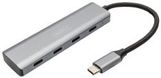 DIGITUS USB-C Hub, 4 poorts, 4x USB-C 3.1 Gen 1, donkergrijs