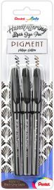 PentelArts kalligrafiestift Sign Pen Brush, zwart, set van 3