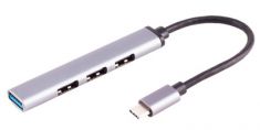 shiverpeaks BASIC-S USB-C 3.0 Hub, 4-voudig, ALU, slim, grijs