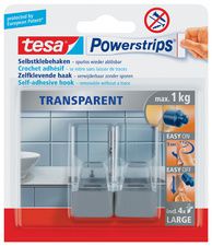 tesa Powerstrips haken LARGE, transparant /chroom, 1 kg