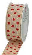SUSY CARD geschenklint op spoel 'Valentin', creme / rood