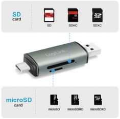 LogiLink USB 3.2 Gen1 Card Reader, SD/Micro SD, alu
