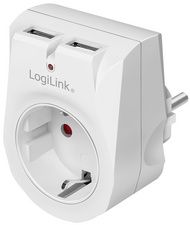 LogiLink adapterstekker met 2 USB-poorten, wit