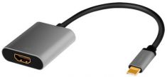 LogiLink USB-C - HDMI adapterkabel, 0,15 m, zwart/grijs