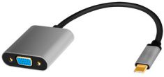 LogiLink USB-C - VGA adapterkabel, 0,15 m, zwart/grijs