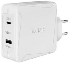 LogiLink USB-stopcontactadapter, 2x USB, wit, 100 Watt