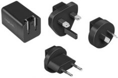 LogiLink USB-reisadapter, USB-A en USB-C, GaN-technologie, zwart