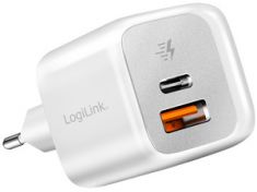 LogiLink Dual-USB-snellaadset, USB-C / USB-A, wit