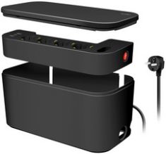 LogiLink kabelbox met 5-voudige stekkerdoos, zwart