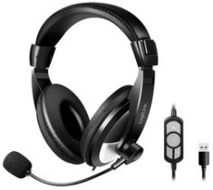 LogiLink Stereo-Headset met besturingseenheid , 1x USB-A, zwart