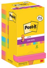 Post-it Super Sticky Z-Notes zelfklevende memo's, 76 x 76 mm, 8+4, Carnival Collection