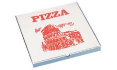 STARPAK Pizzadoos vierkant, 330 x 330 x 30 mm, wit/rood, 100 stuks