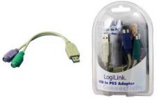 LogiLink USB 1.1 - 2 x PS/2 adapterkabel, lengte: 0,20 m