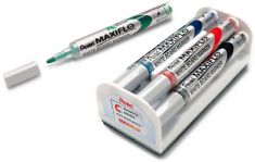 Pentel whiteboardmarkers in set MAXIFLO MWL5S, met spons, ronde punt, 1,6 mm