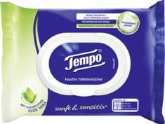 Tempo vochtige toiletdoekjes mild en zacht, met Aloe Vera