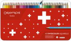 CARAN D'ACHE kleurpotloden Swisscolor aquarelle,40 stuks in blikje