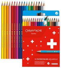 CARAN D'ACHE kleurpotloden Swisscolor Aquarelle,18 stuks in kartonnen doosje