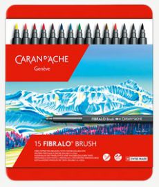 CARAN D'ACHE viltstift FIBRALO Brush, 15 stuks in blikje