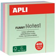 APLI zelfklevende memo kubus 'FUNNY Notes!', 75 x 75 mm, kleuren assorti