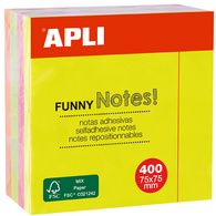 APLI zelfklevende memo-kubus 'FUNNY Notes!', 75 x 75 mm, assorti