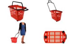 METO inkoopmand met draaggrepen, 28 liter, rood