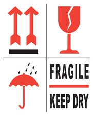 rillprint informatie-etiketten 'Fragile/Keep Dry', 80 x 100 mm