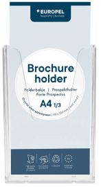 EUROPEL wand-brochurehouder, 1/3 DIN A4, 1 vak, glashelder