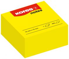 Kores zelfklevende memo's blok ´notes´, 75 x 75 mm, blanco, geel